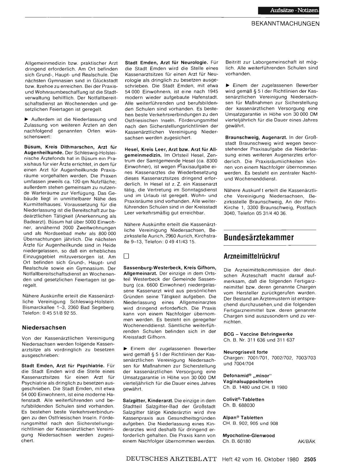Vorschauseite 1: Bundesärztekammer: Arzneimittelrückruf