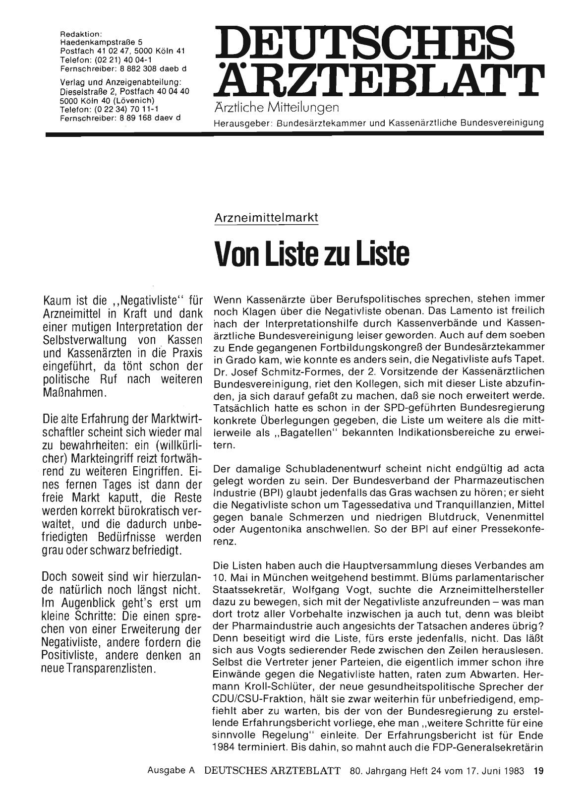 Vorschauseite 1: Arzneimittelmarkt: Von Liste zu Liste