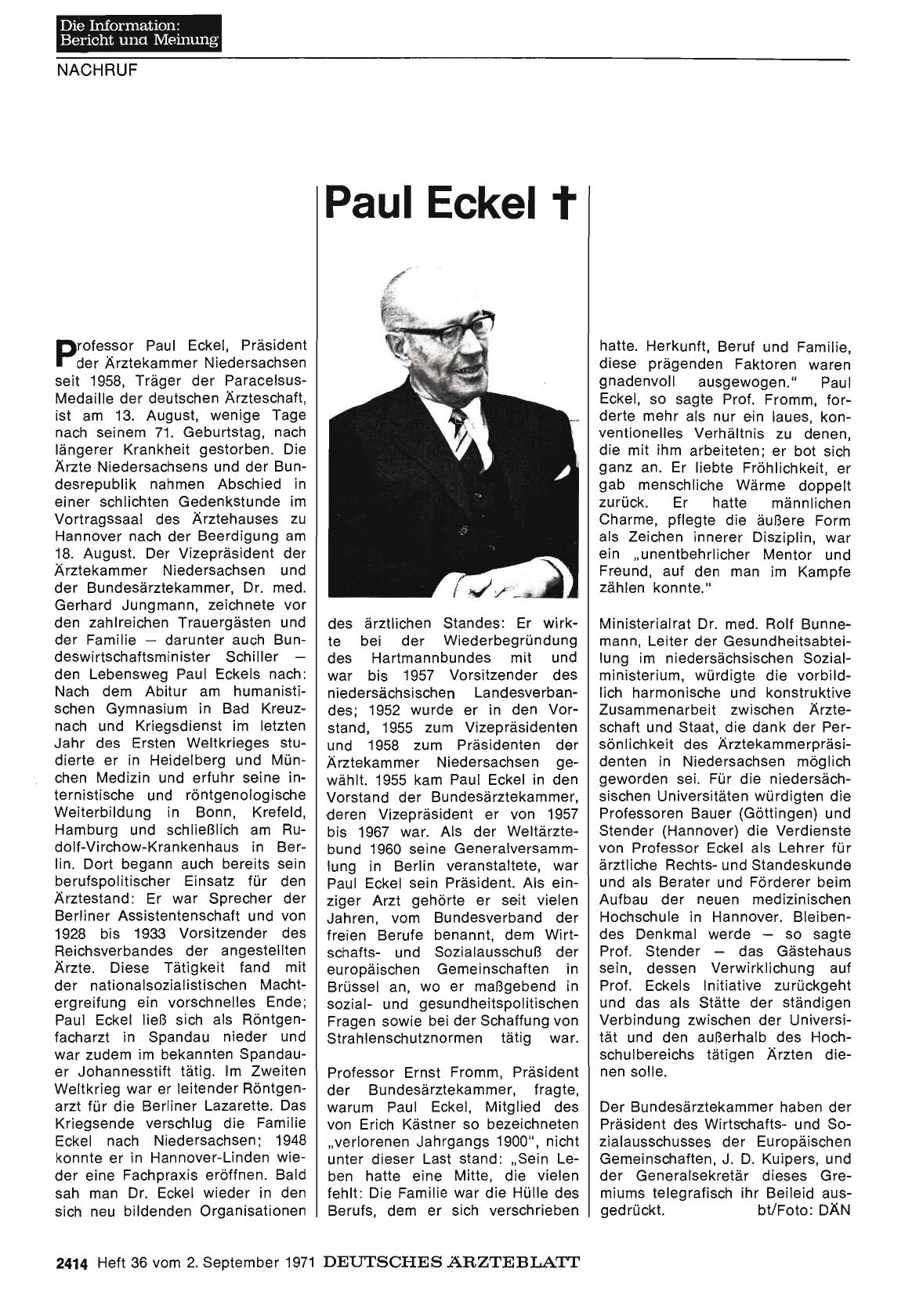 Vorschauseite 1: Paul Eckel †