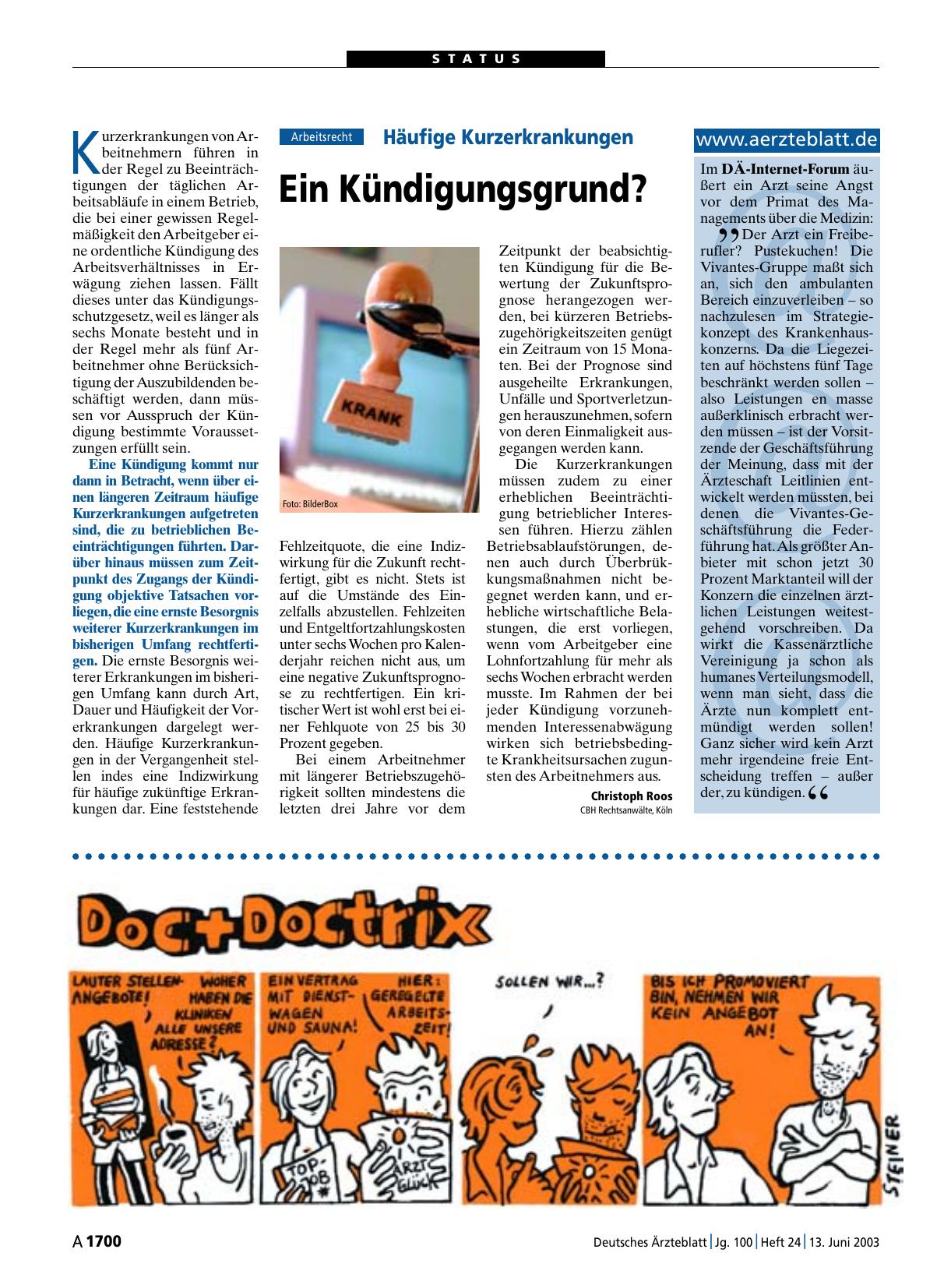 Vorschauseite 1: Häufige Kurzerkrankungen: Ein Kündigungsgrund?