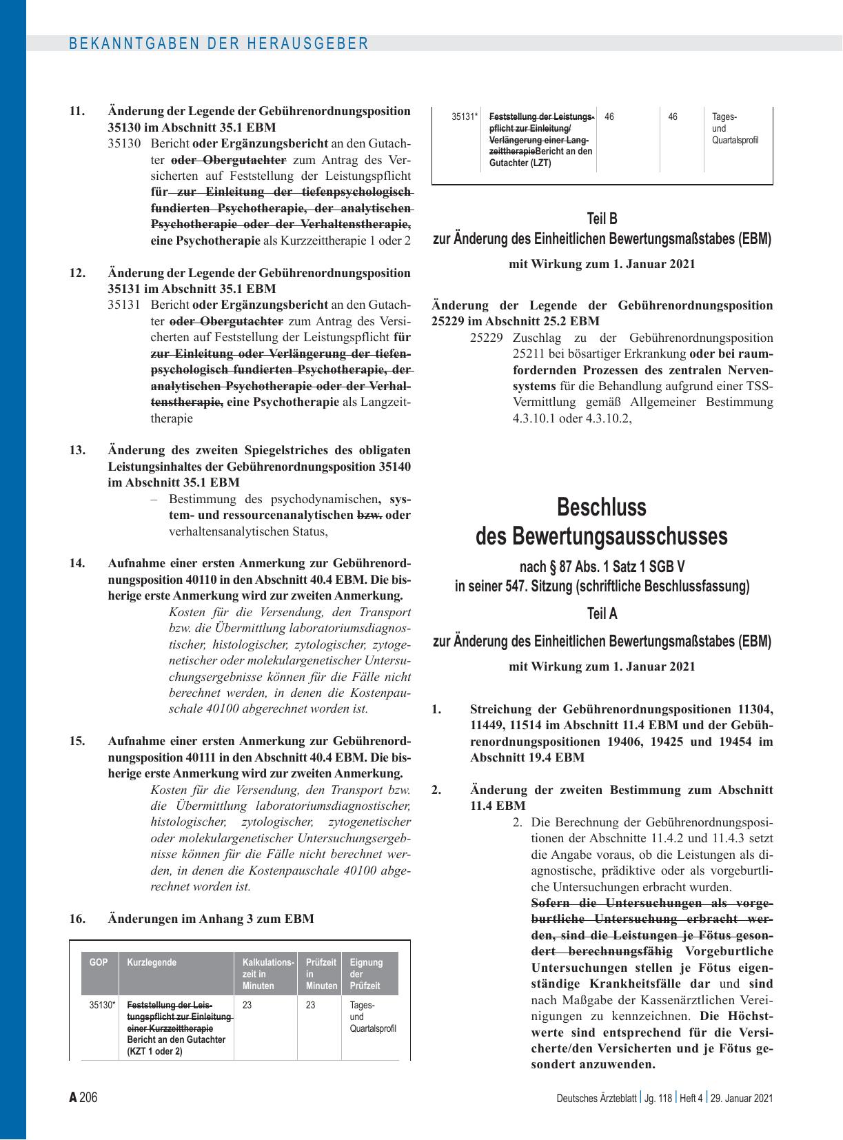 Vorschauseite 2: Beschluss des Bewertungsausschusses nach § 87 Abs. 1 Satz 1 SGB V in seiner 544. Sitzung (schriftliche Beschlussfassung)