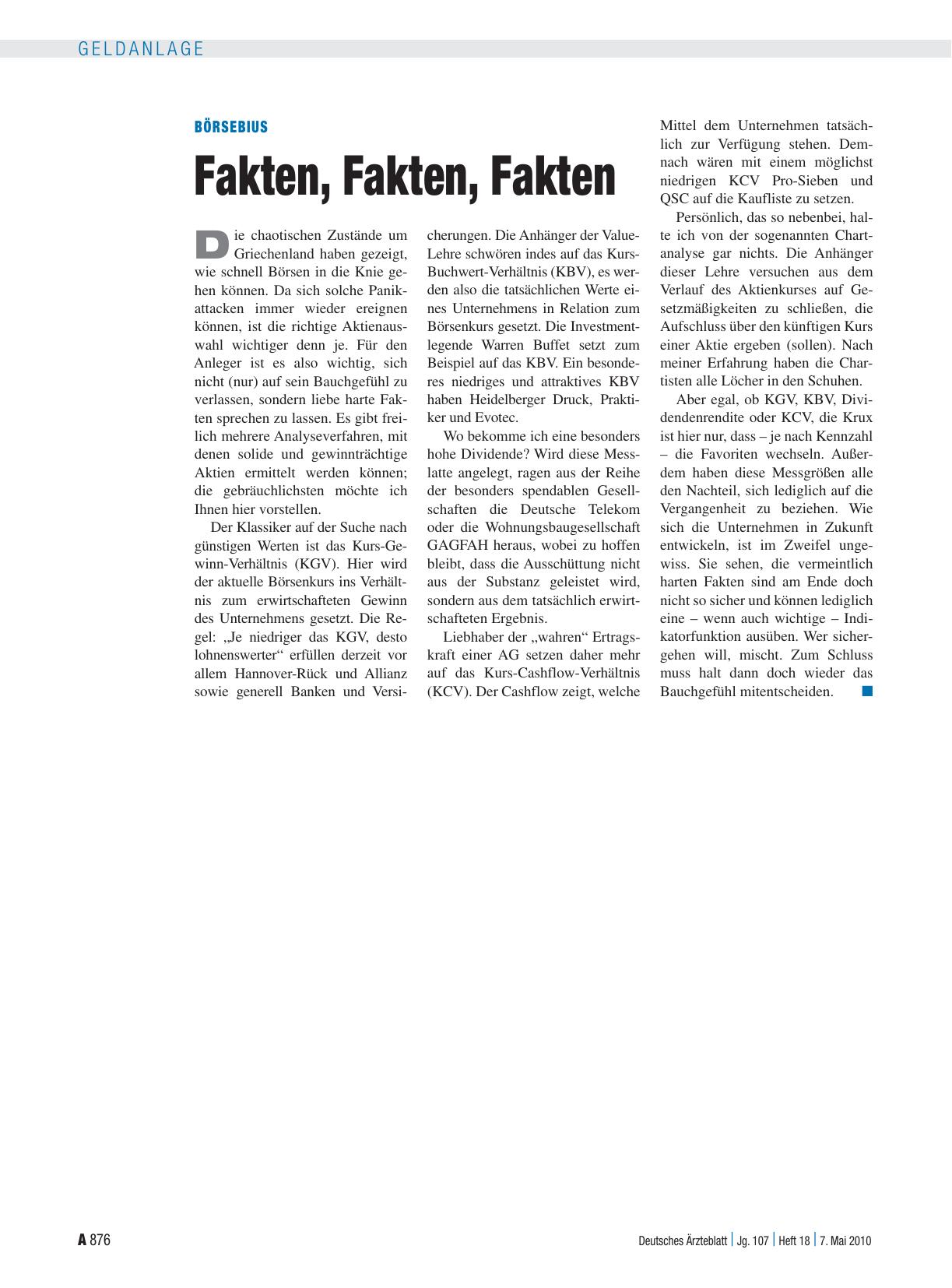 Vorschauseite 1: Börsebius: Fakten, Fakten, Fakten