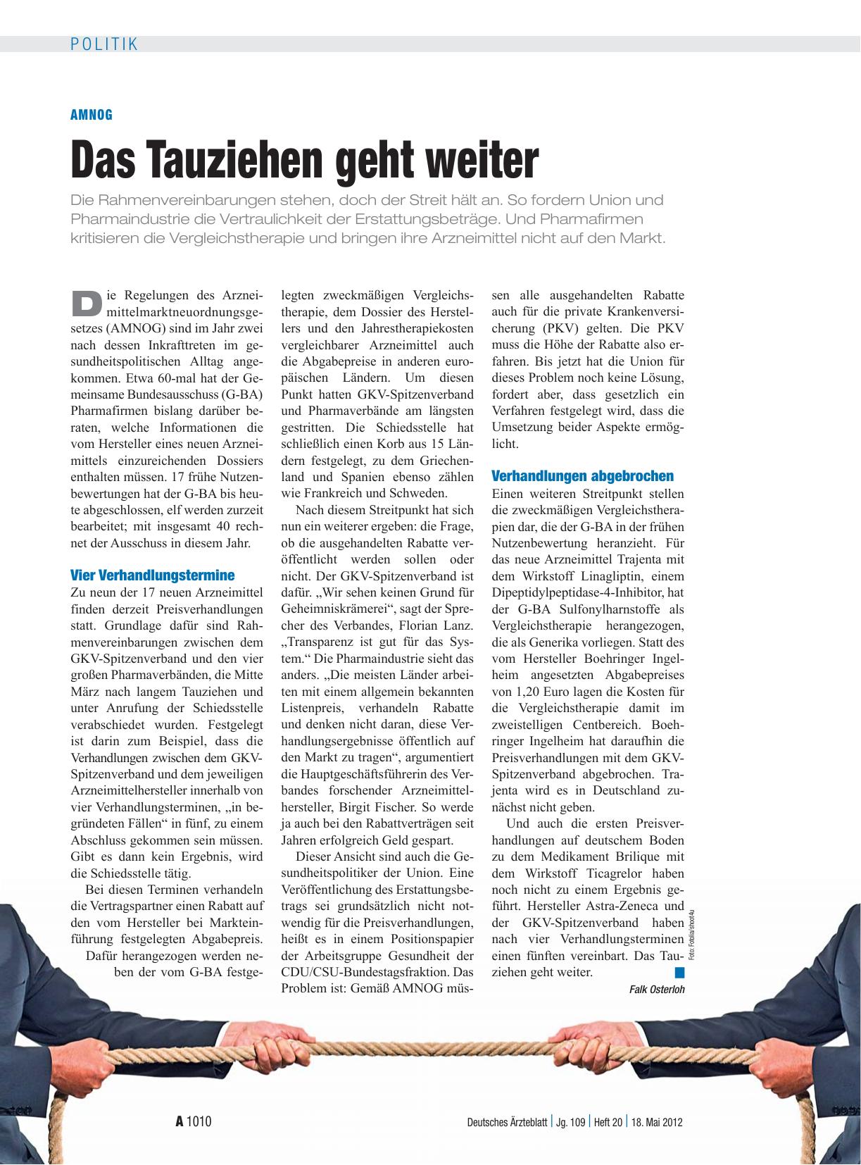 Vorschauseite 1: AMNOG: Das Tauziehen geht weiter