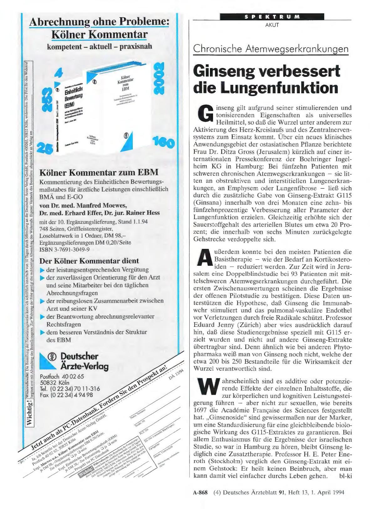 Vorschauseite 1: Chronische Atemwegserkrankungen: Ginseng verbessert die Lungenfunktion