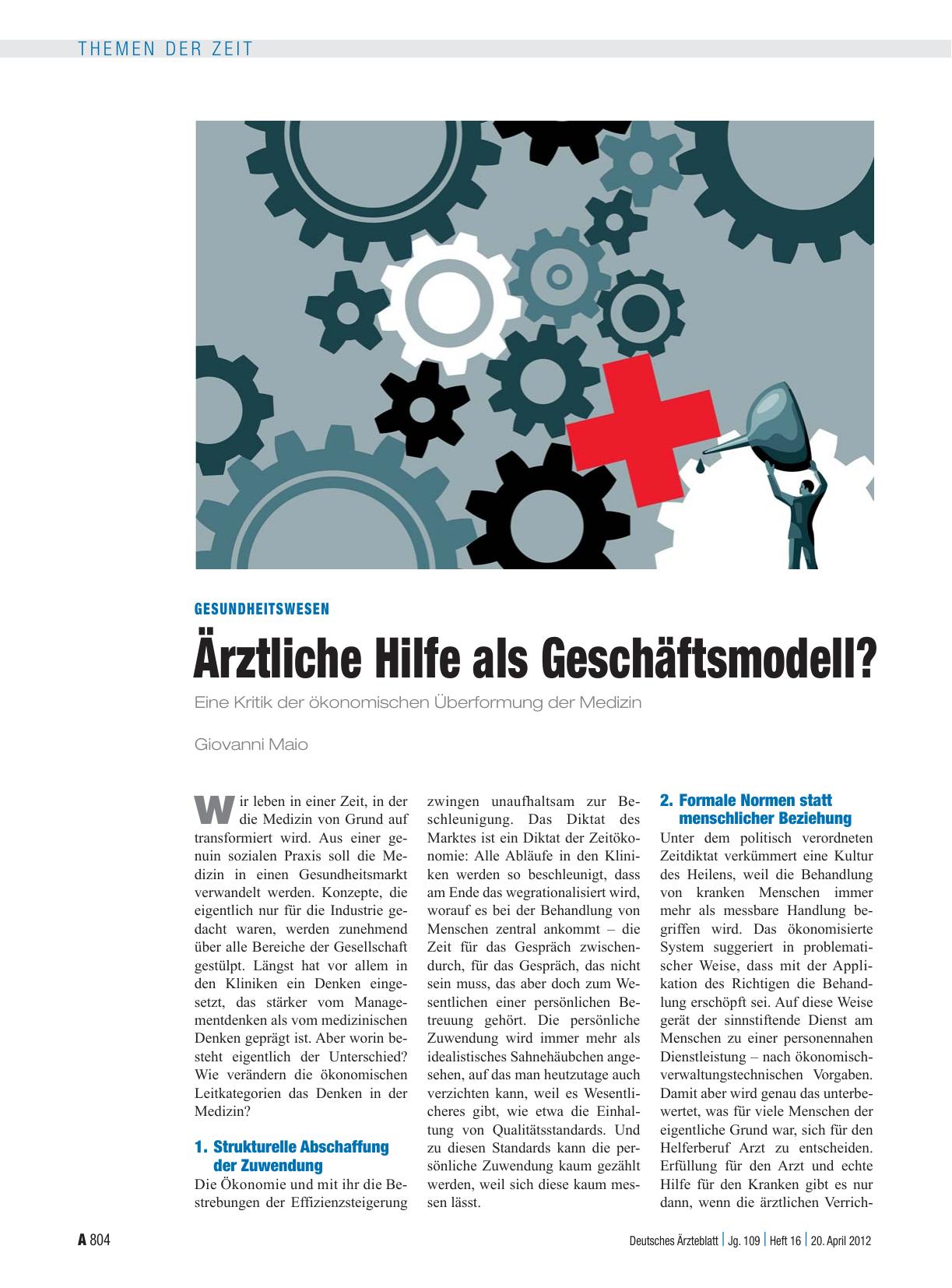 Vorschauseite 1: Gesundheitswesen: Ärztliche Hilfe als Geschäftsmodell?