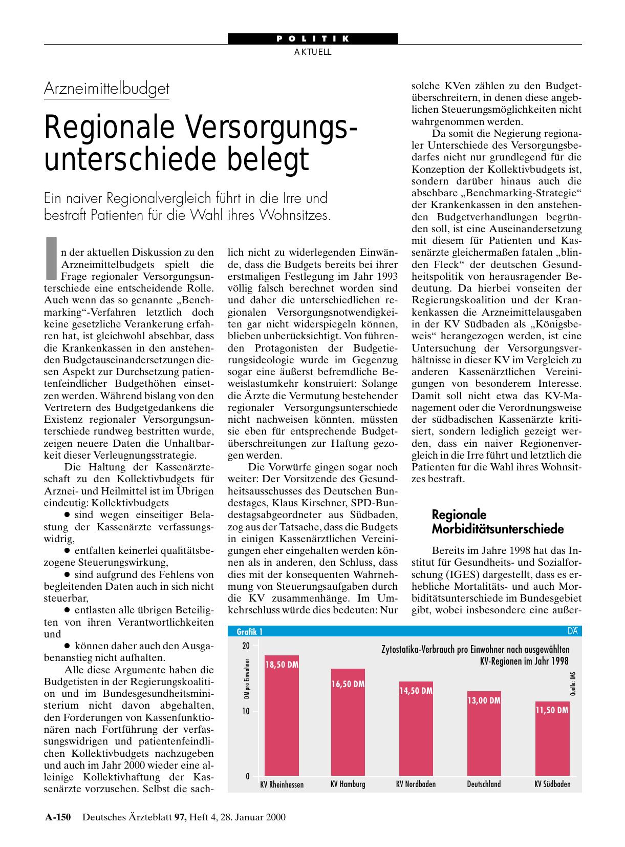Vorschauseite 1: Arzneimittelbudget: Regionale Versorgungsunterschiede belegt