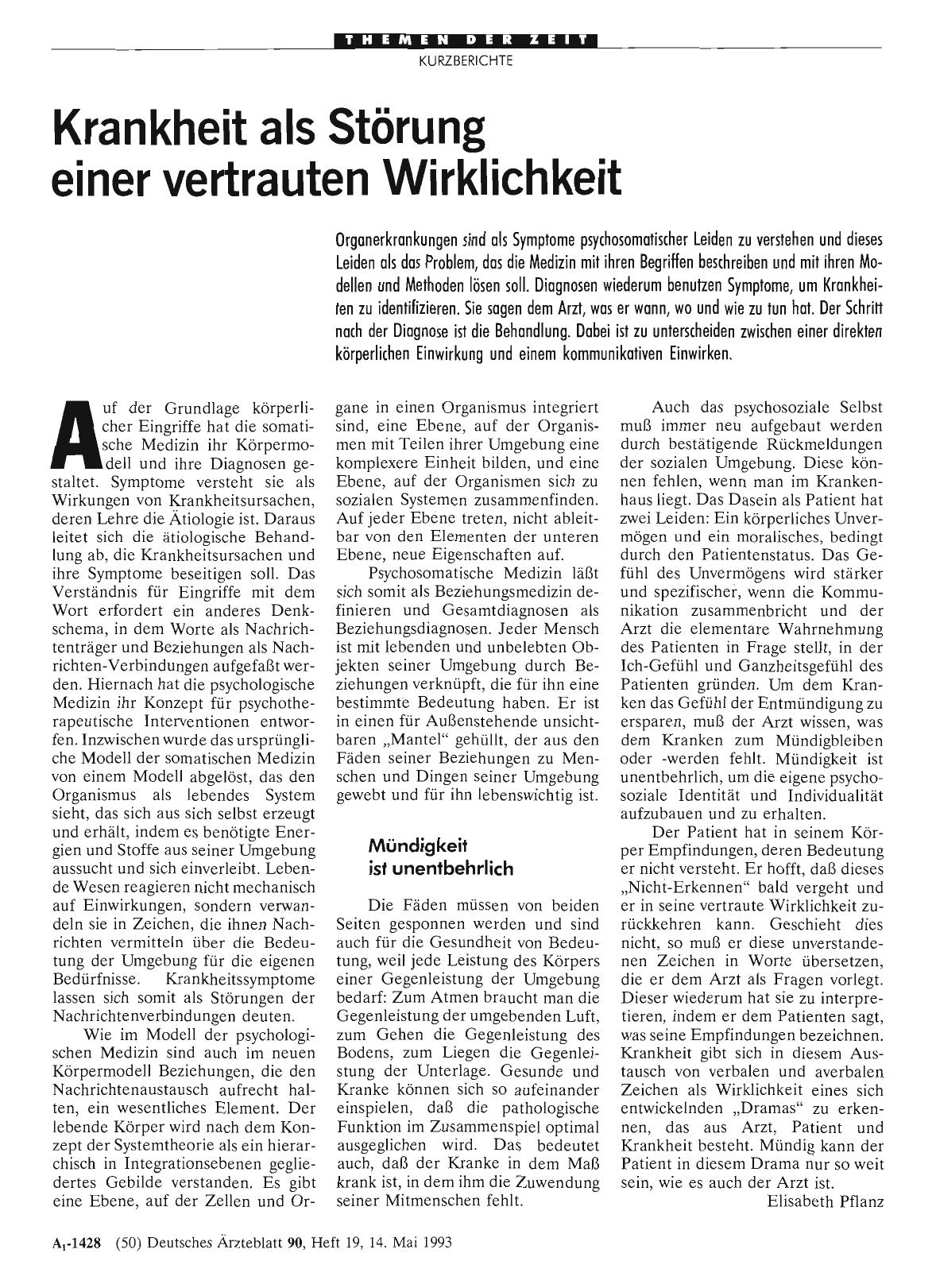 Vorschauseite 1: Krankheit als Störung einer vertrauten Wirklichkeit