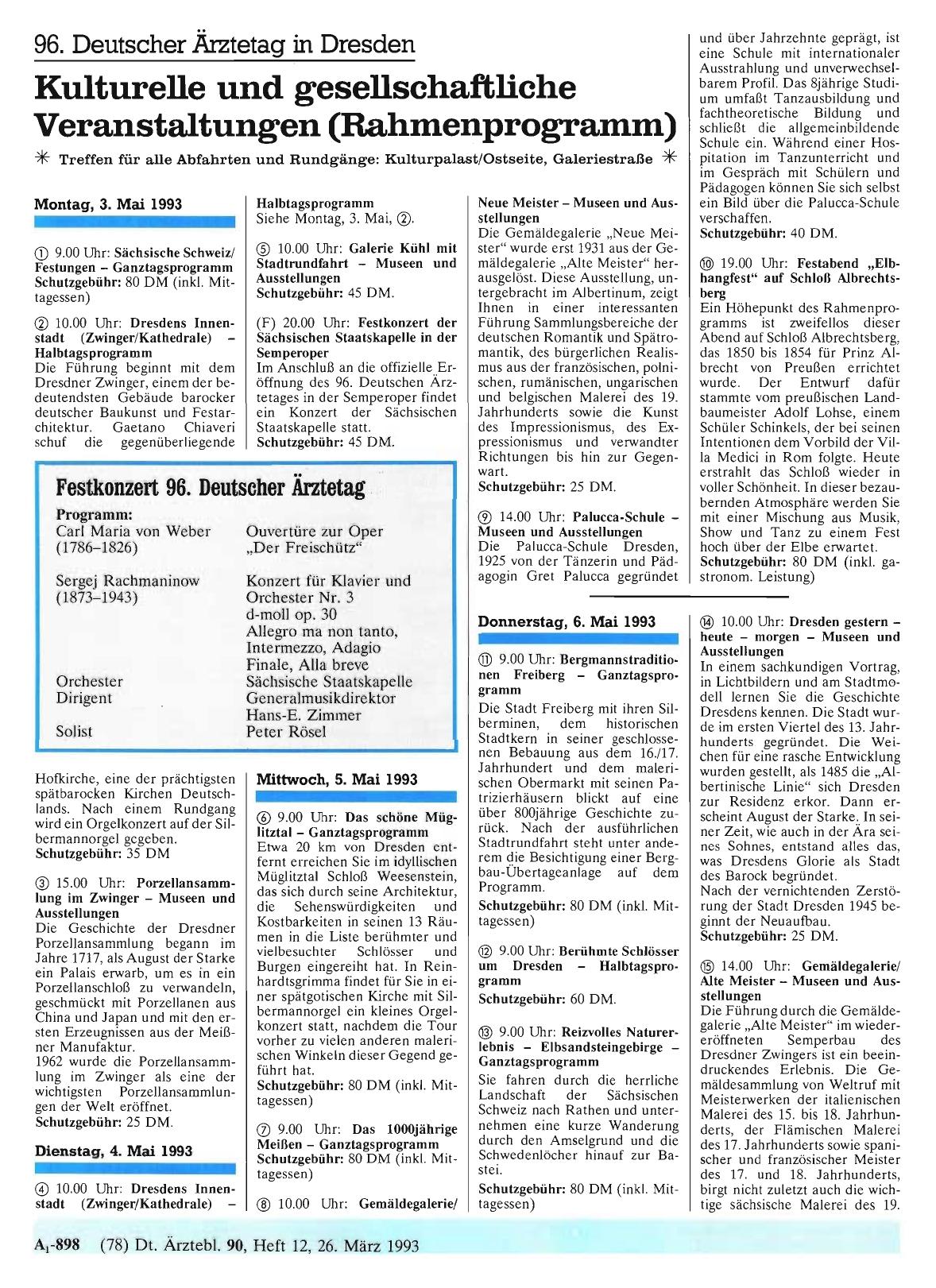 Vorschauseite 1: 96. Deutscher Ärztetag in Dresden: Kulturelle und gesellschaftliche Veranstaltungen (Rahmenprogramm)