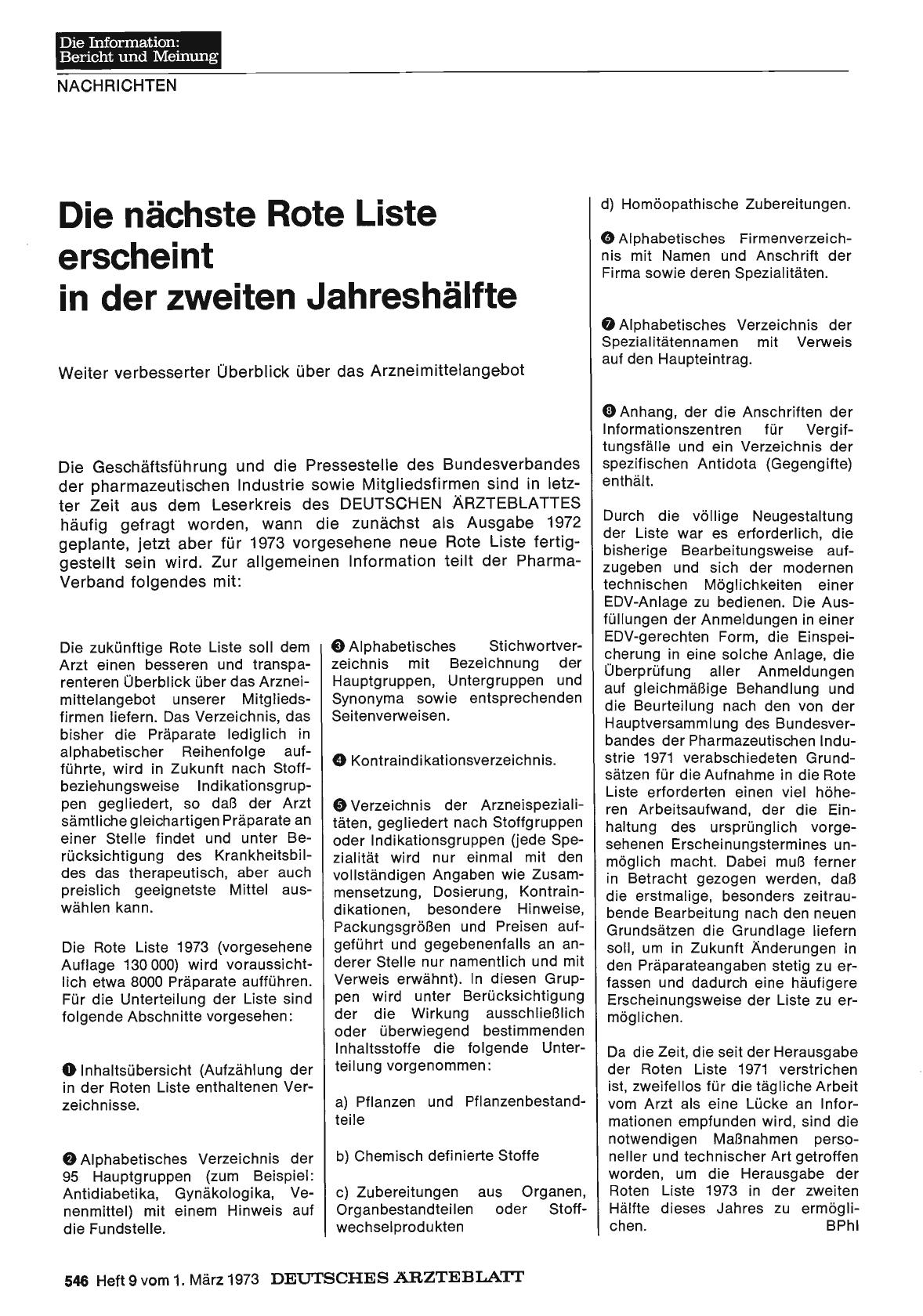 Vorschauseite 1: Die nächste Rote Liste erscheint in der zweiten Jahreshälfte: Weiter verbesserter Überblick über das Arzneimittelangebot