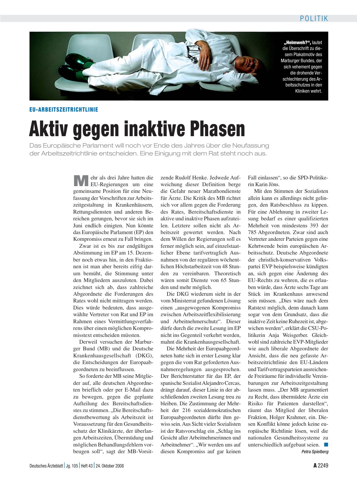 Vorschauseite 1: EU-Arbeitszeitrichtlinie: Aktiv gegen inaktive Phasen