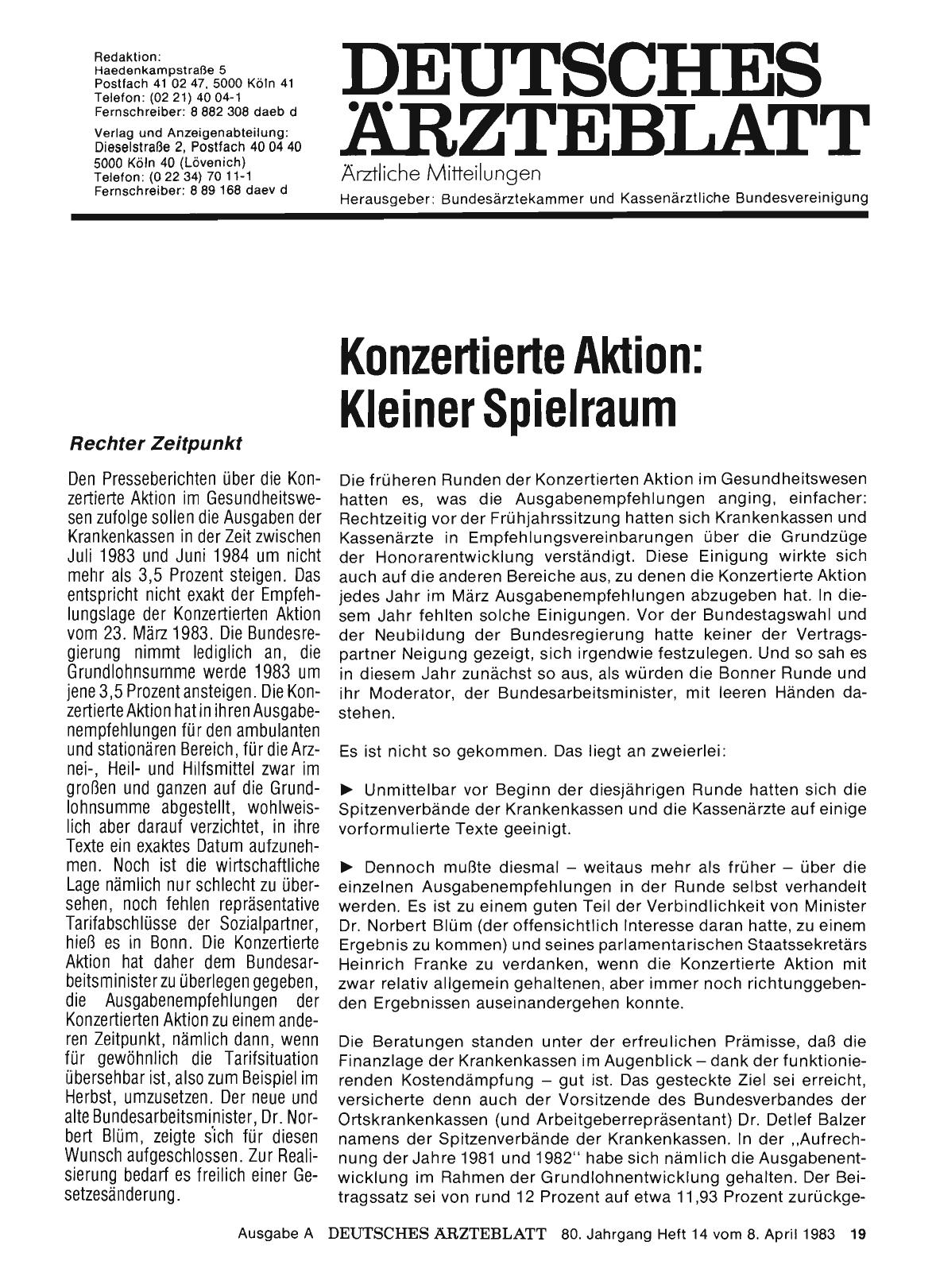 Vorschauseite 1: Konzertierte Aktion: Kleiner Spielraum