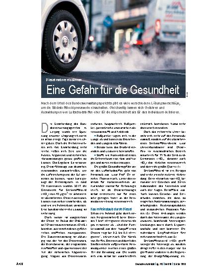 Vorschauseite 1: Dieselmotoremissionen: Eine Gefahr für die Gesundheit