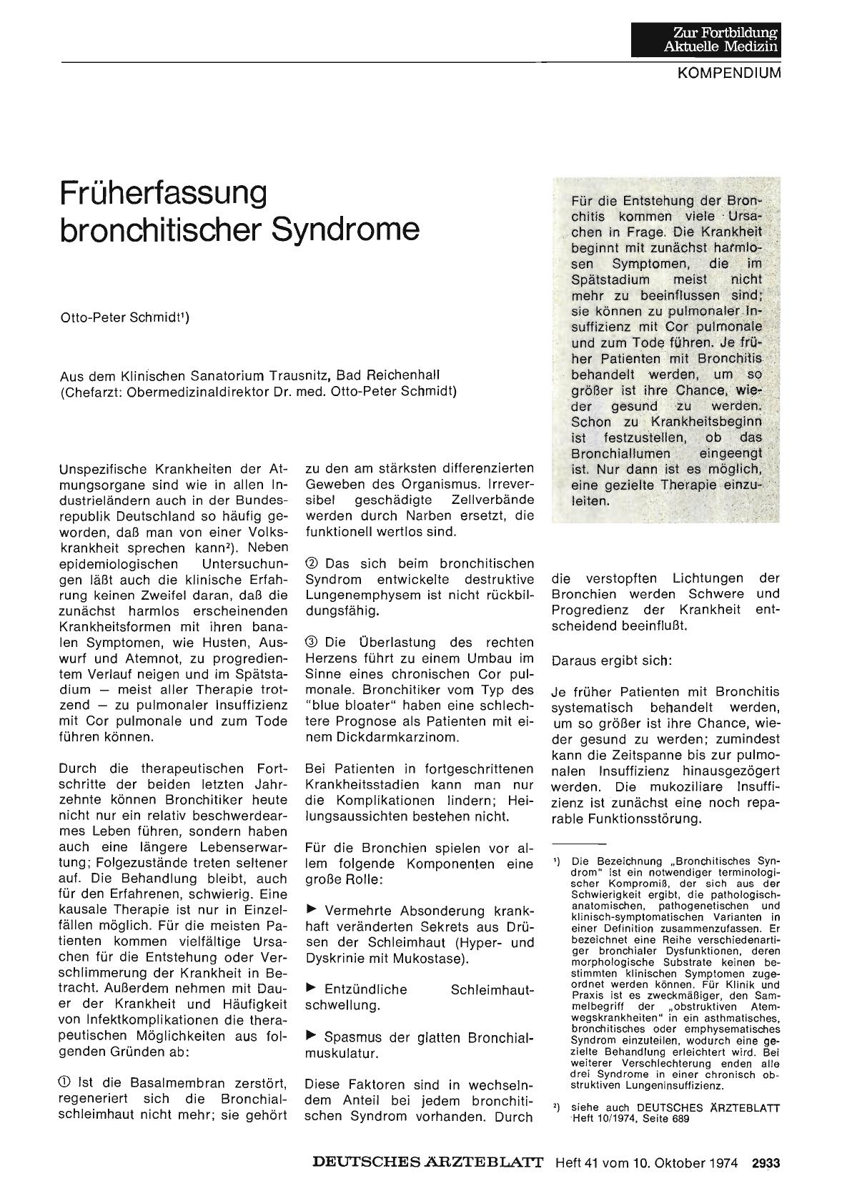 Vorschauseite 1: Früherfassung bronchitiseher Syndrome