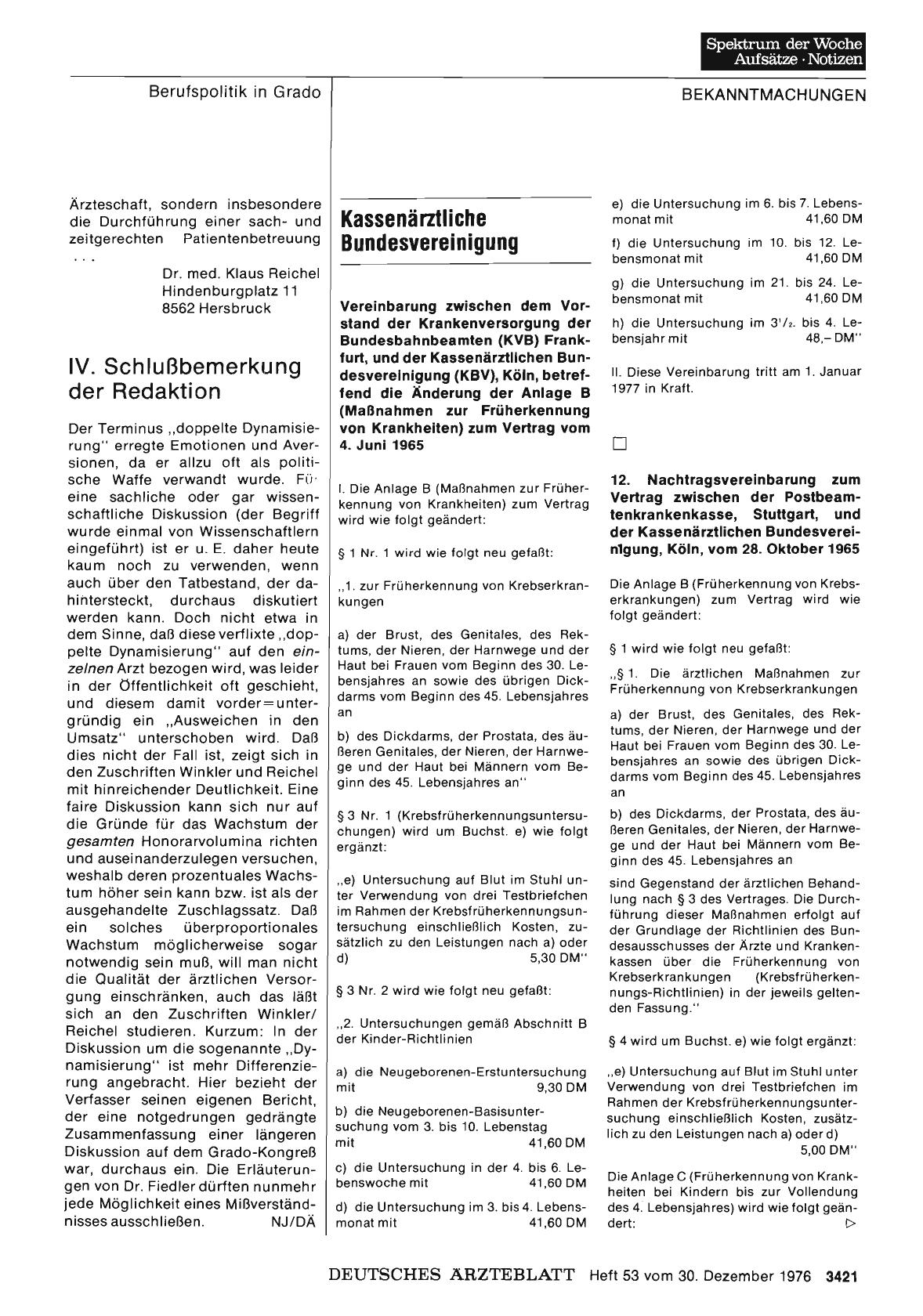 Vorschauseite 1: Berufspolitik unter Handlungszwang: IV. Schlußbemerkung der Redaktion