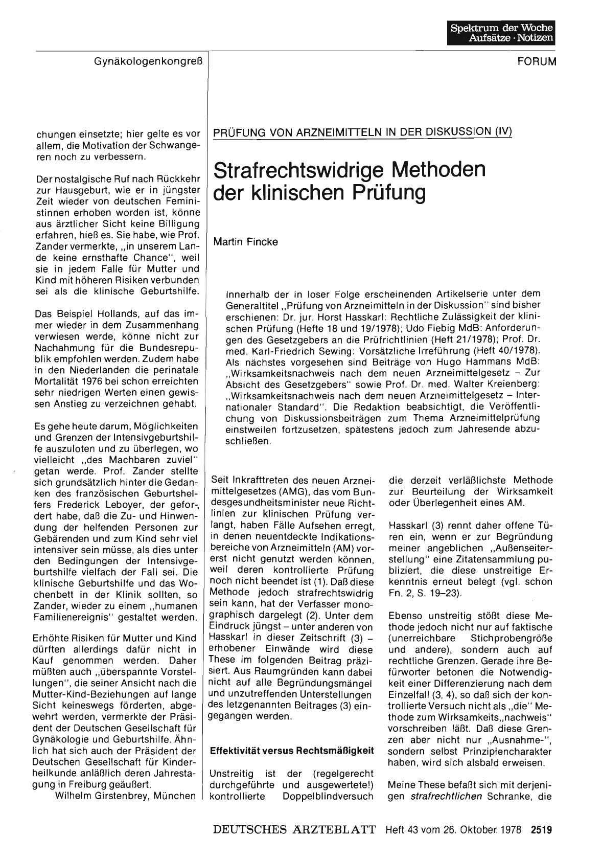 Vorschauseite 1: PRÜFUNG VON ARZNEIMITTELN IN DER DISKUSSION (IV): Strafrechtswidrige Methoden der klinischen Prüfung