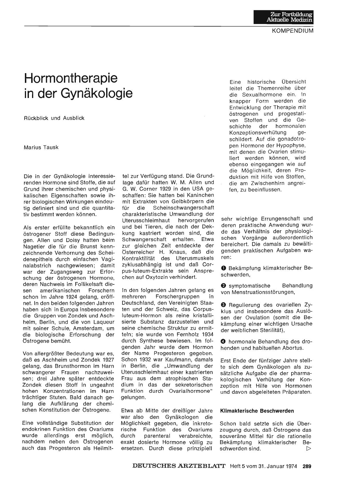 Vorschauseite 1: Hormontherapie in der Gynäkologie