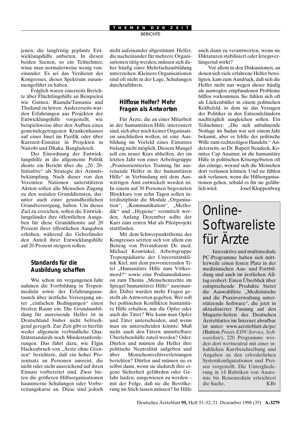 Vorschauseite 1: Online-Softwareliste für Ärzte