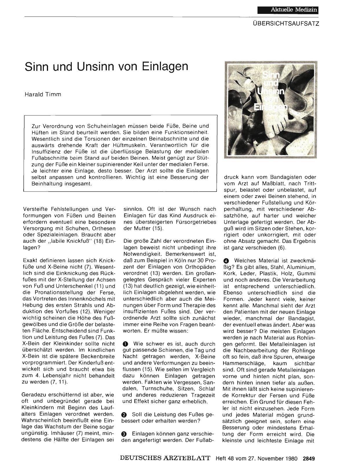 Vorschauseite 1: Sinn und Unsinn von Einlagen
