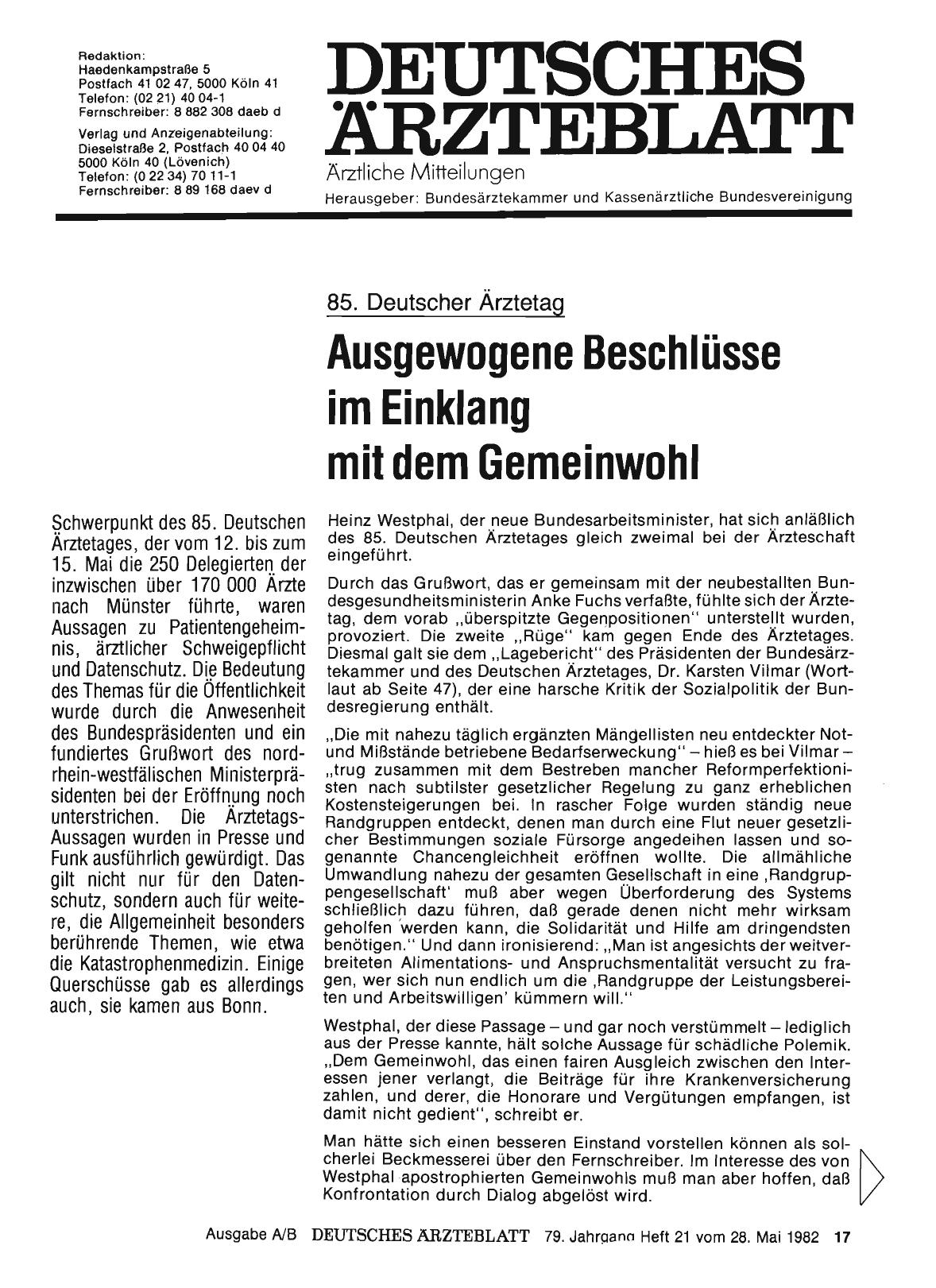 Vorschauseite 1: 85. Deutscher Ärztetag: Ausgewogene Beschlüsse im Einklang mit dem Gemeinwohl