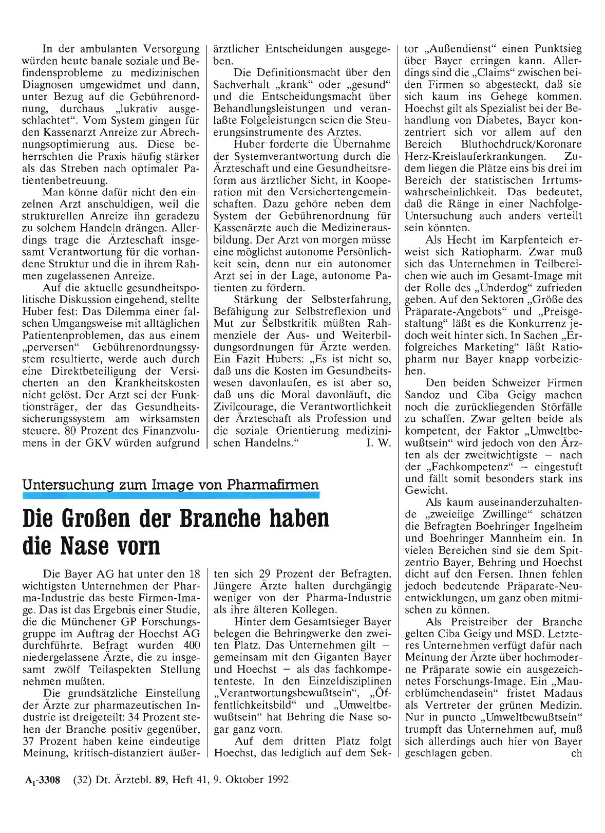 Vorschauseite 1: Untersuchung zum Image von Pharmafirmen: Die Großen der Branche haben die Nase vorn