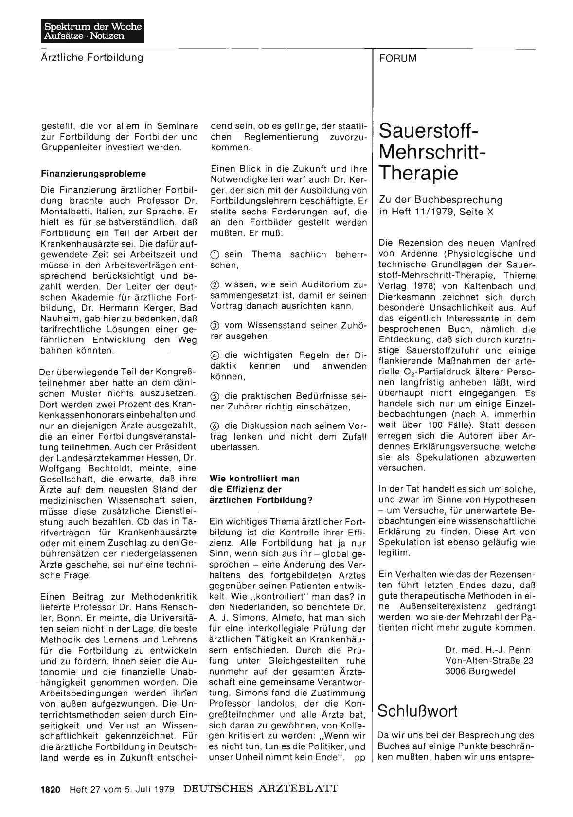 Vorschauseite 1: Sauerstoff-Mehrschritt-Therapie: Schlußwort