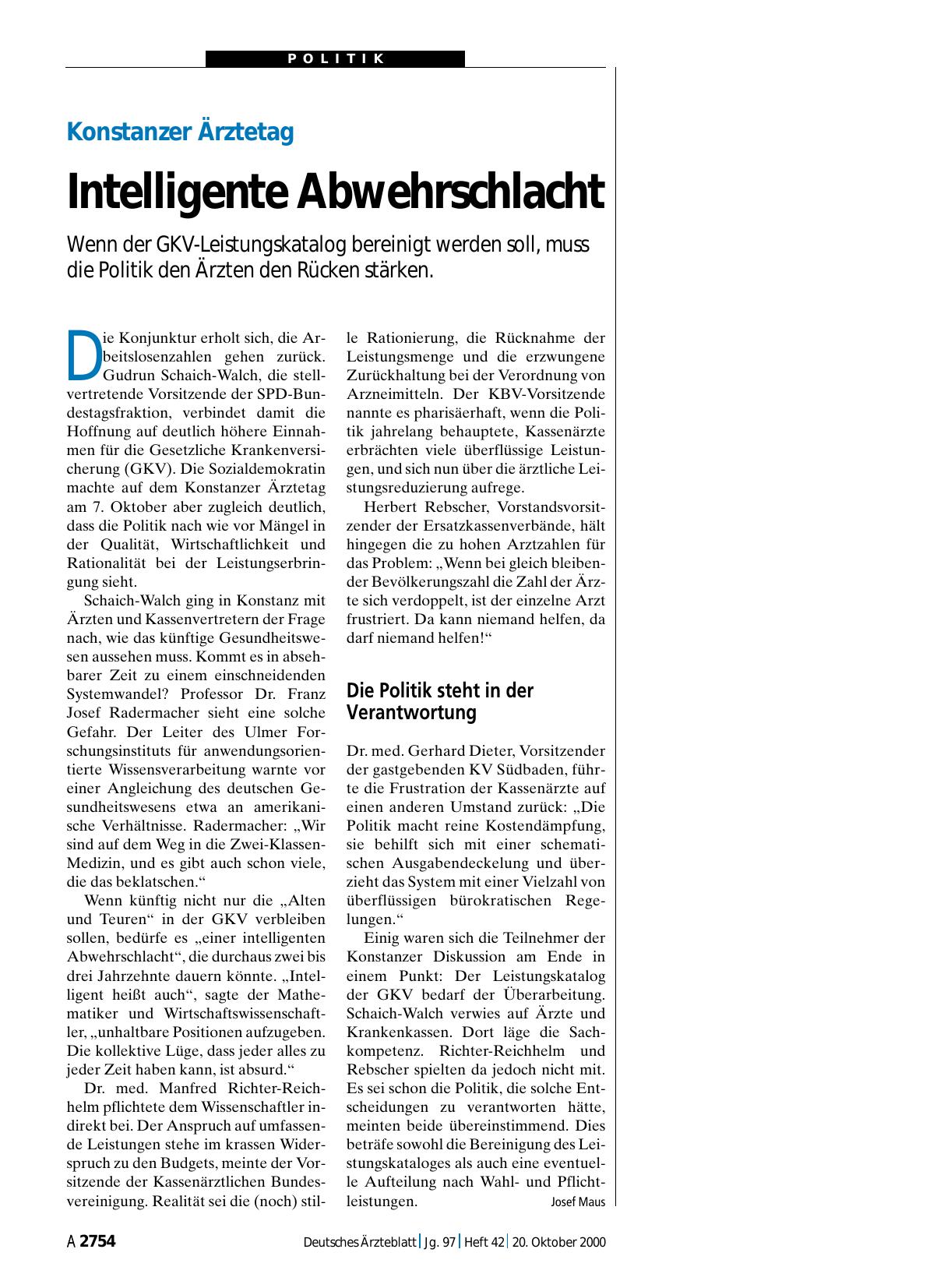 Vorschauseite 1: Konstanzer Ärztetag: Intelligente Abwehrschlacht