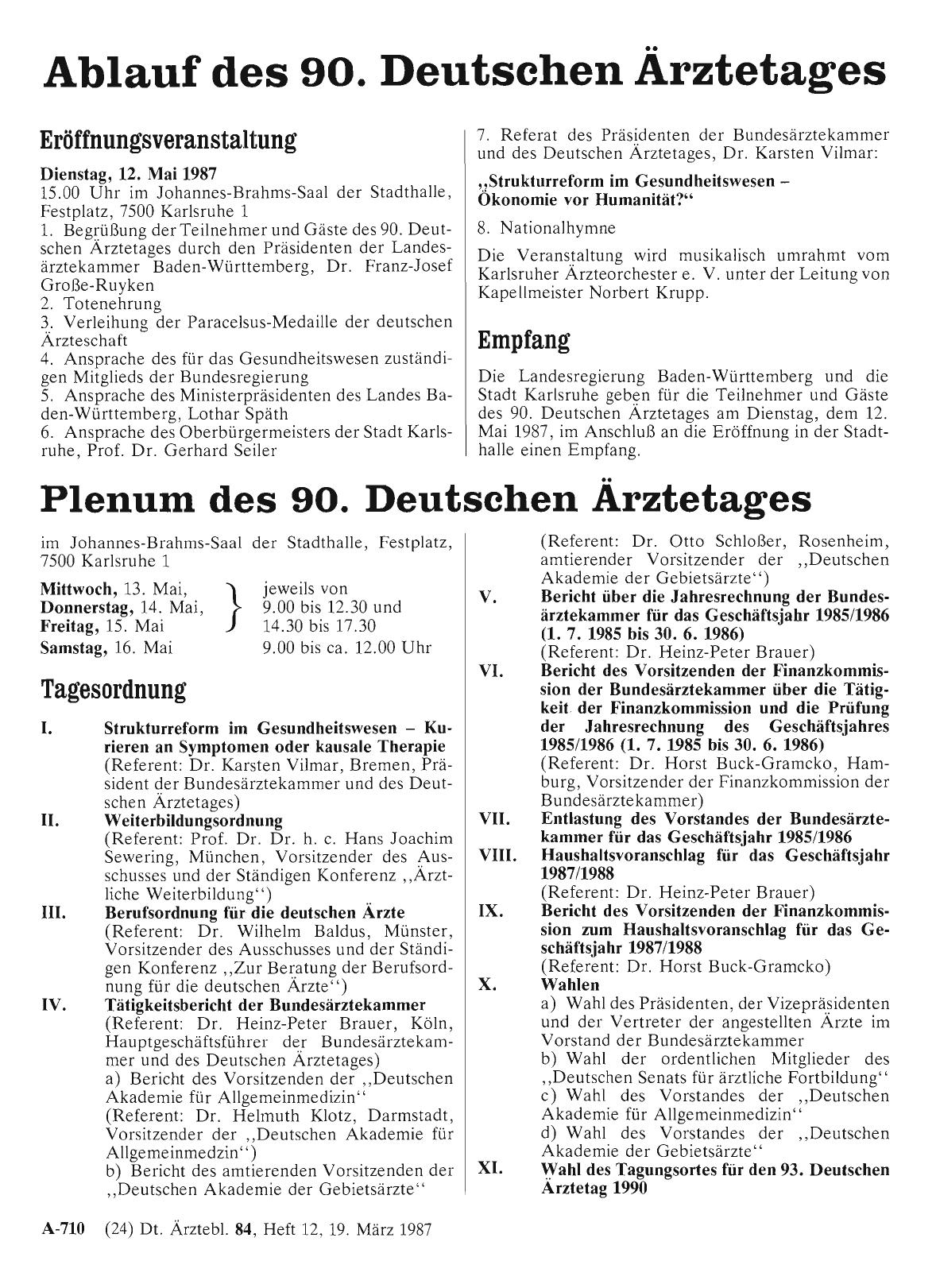 Vorschauseite 1: Ablauf des 90. Deutschen Ärztetages
