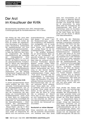 Vorschauseite 1: Der Arzt im Kreuzfeuer der Kritik