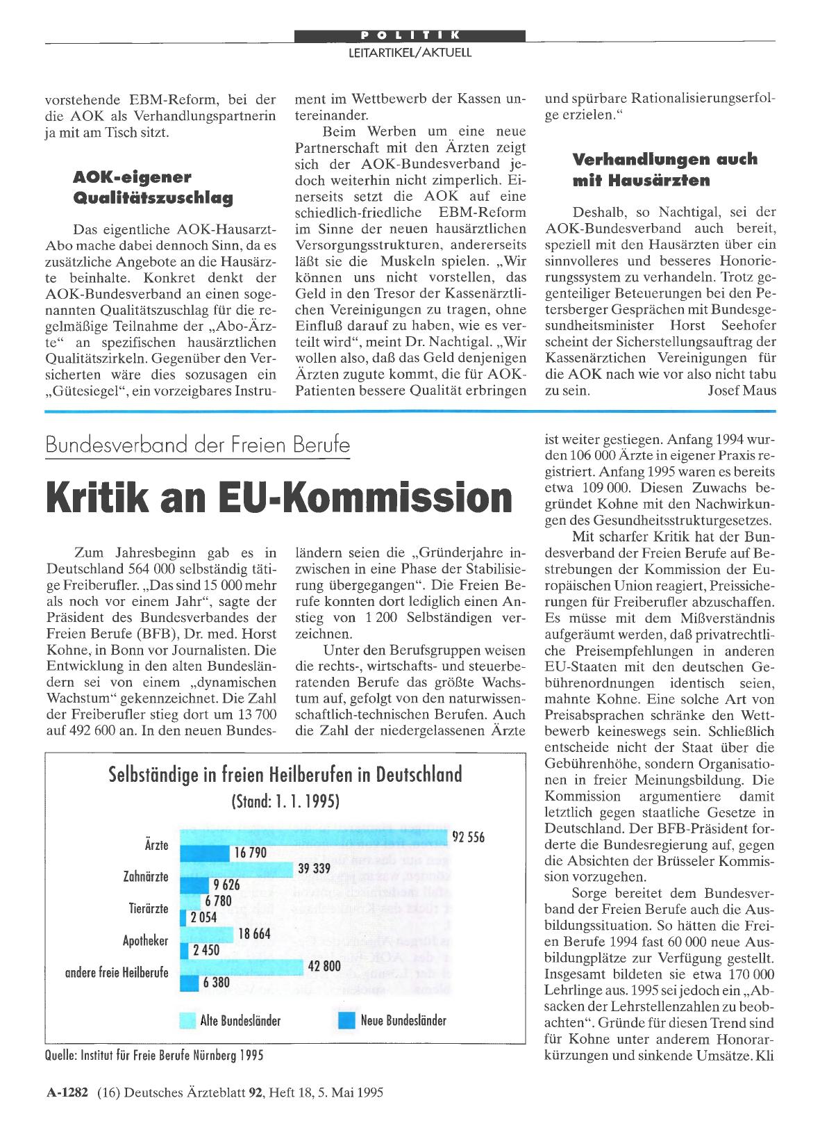 Vorschauseite 1: Bundesverband der Freien Berufe: Kritik an EU-Kommission