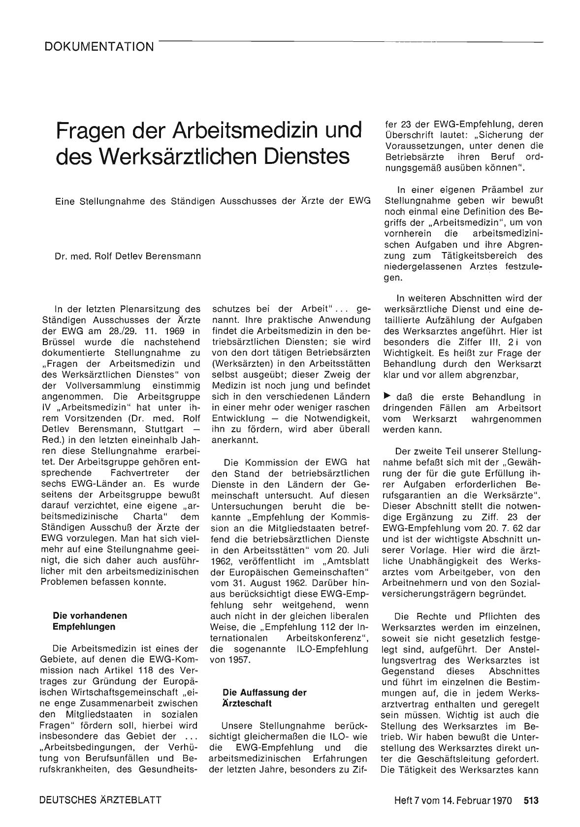 Vorschauseite 1: Fragen der Arbeitsmedizin und des Werksärztlichen Dienstes