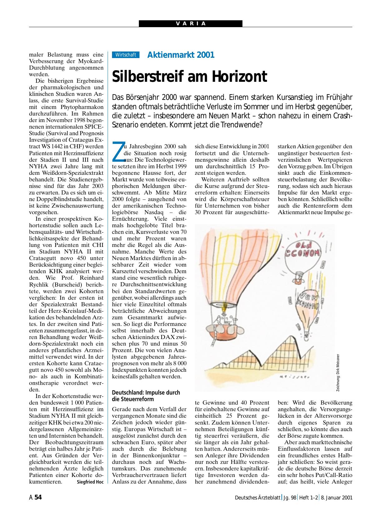 Vorschauseite 1: Aktienmarkt 2001: Silberstreif am Horizont