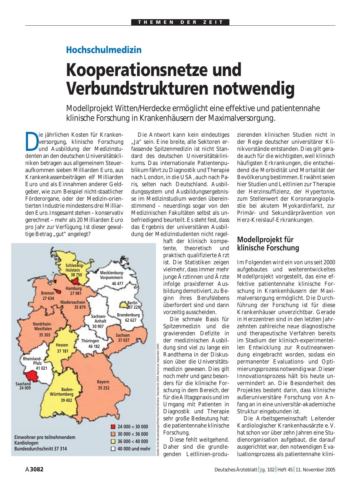 Vorschauseite 1: Hochschulmedizin: Kooperationsnetze und Verbundstrukturen notwendig