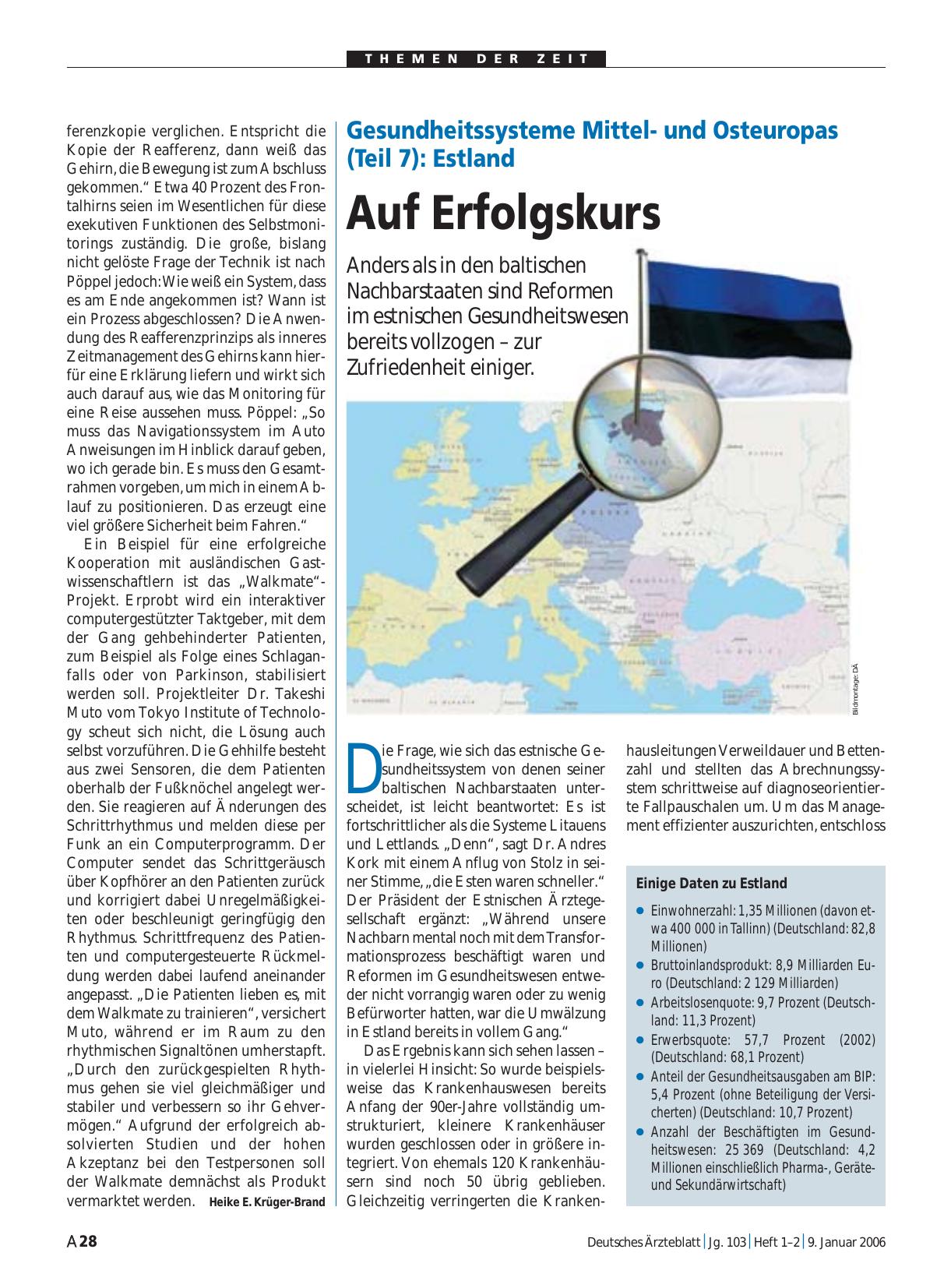 Vorschauseite 1: Gesundheitssysteme Mittelund Osteuropas (Teil 7): Estland – Auf Erfolgskurs