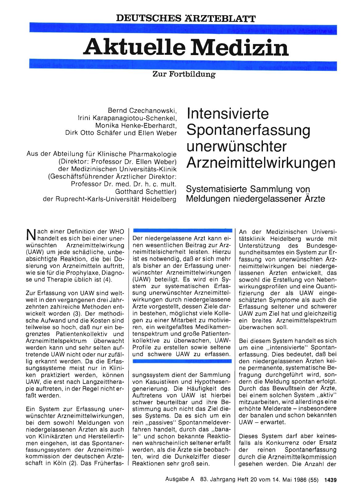 Vorschauseite 1: Intensivierte Spontanerfassung unerwünschter Arzneimittelwirkungen
