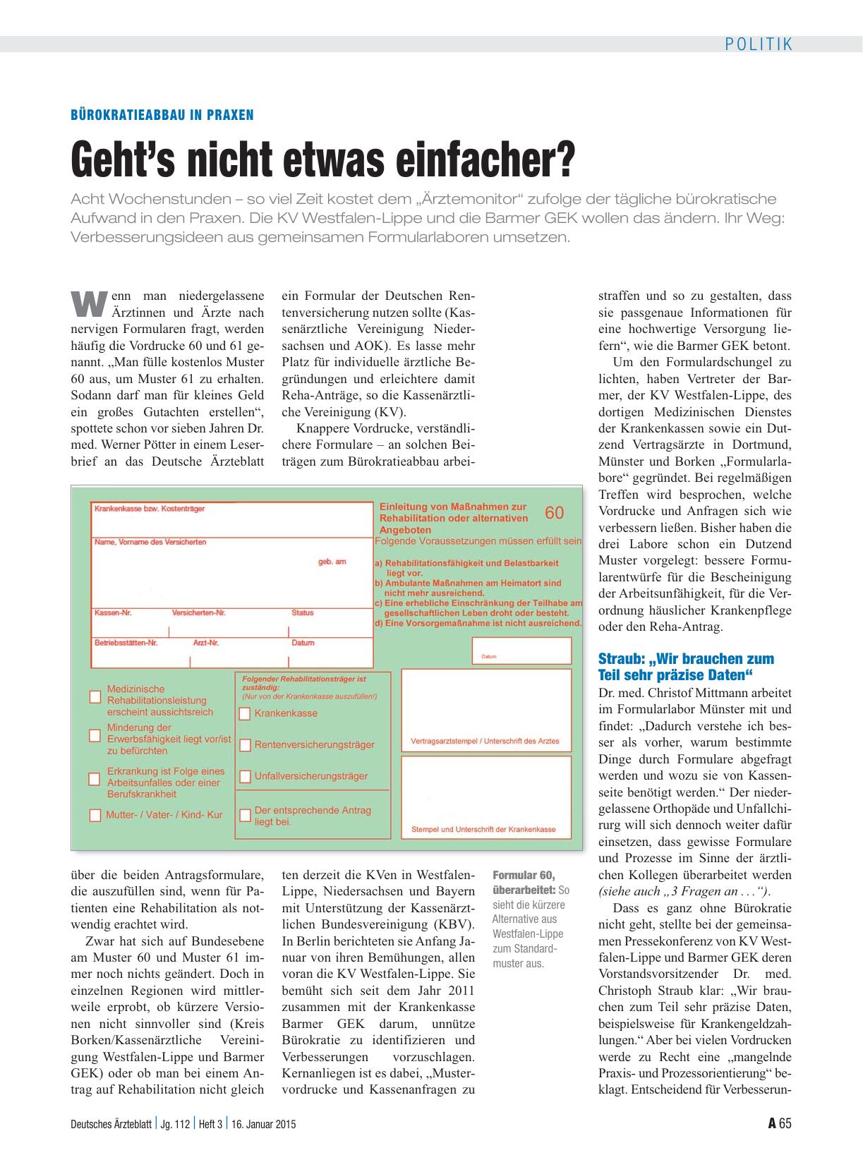 Vorschauseite 1: Bürokratieabbau in Praxen: Geht’s nicht etwas einfacher?