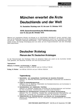Vorschauseite 1: München erwartet die Ärzte Deutschlands und der Welt