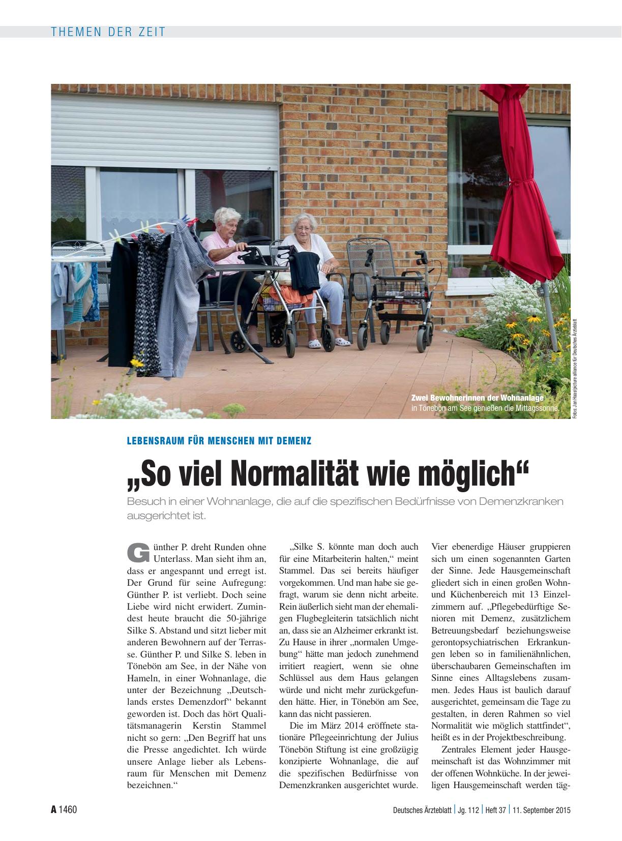 Vorschauseite 1: Lebensraum für Menschen mit Demenz: „So viel Normalität wie möglich“