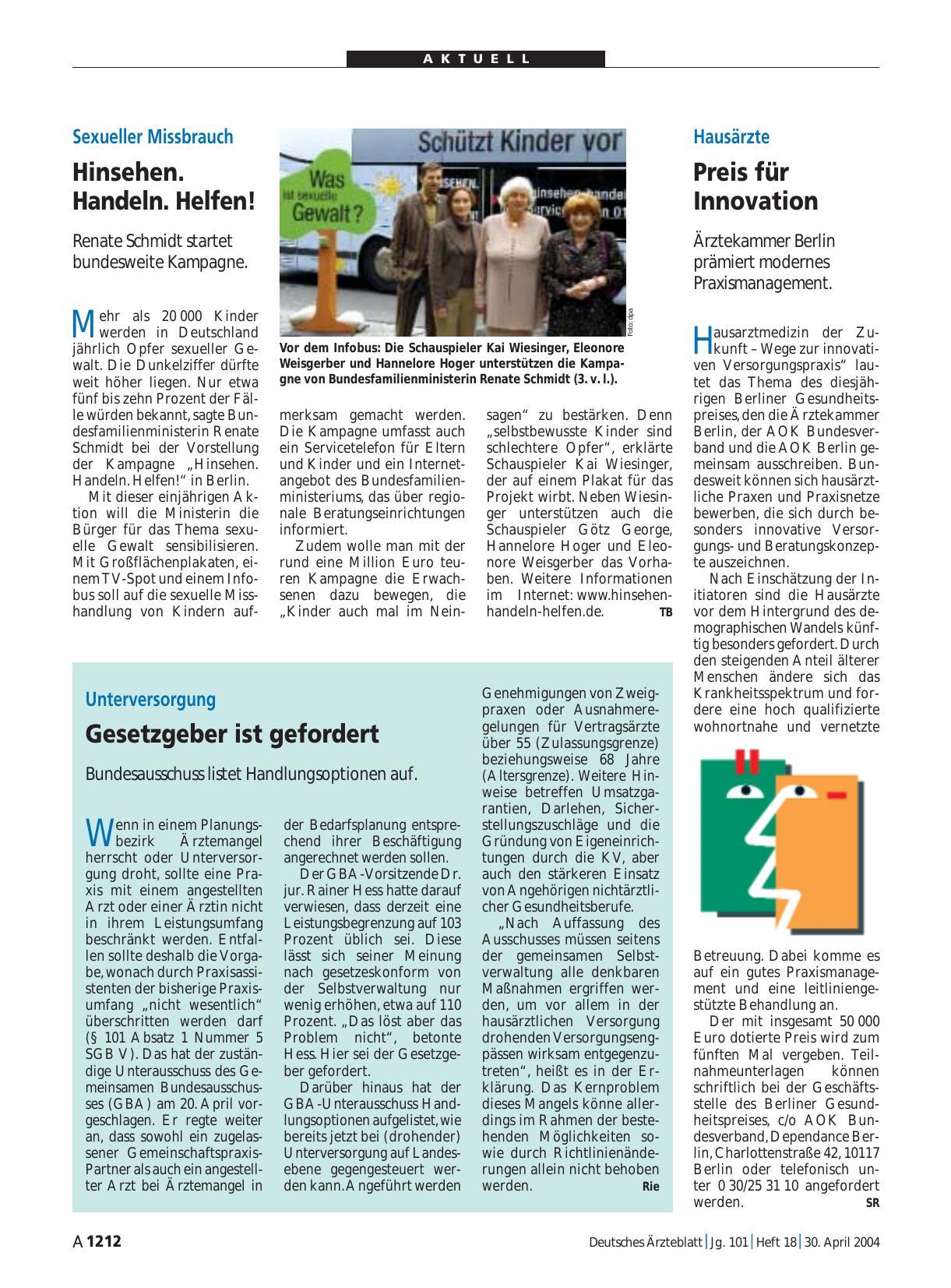 Vorschauseite 1: Unterversorgung: Gesetzgeber ist gefordert