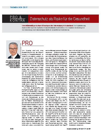 Vorschauseite 1: Pro & Kontra: Datenschutz als Risiko für die Gesundheit