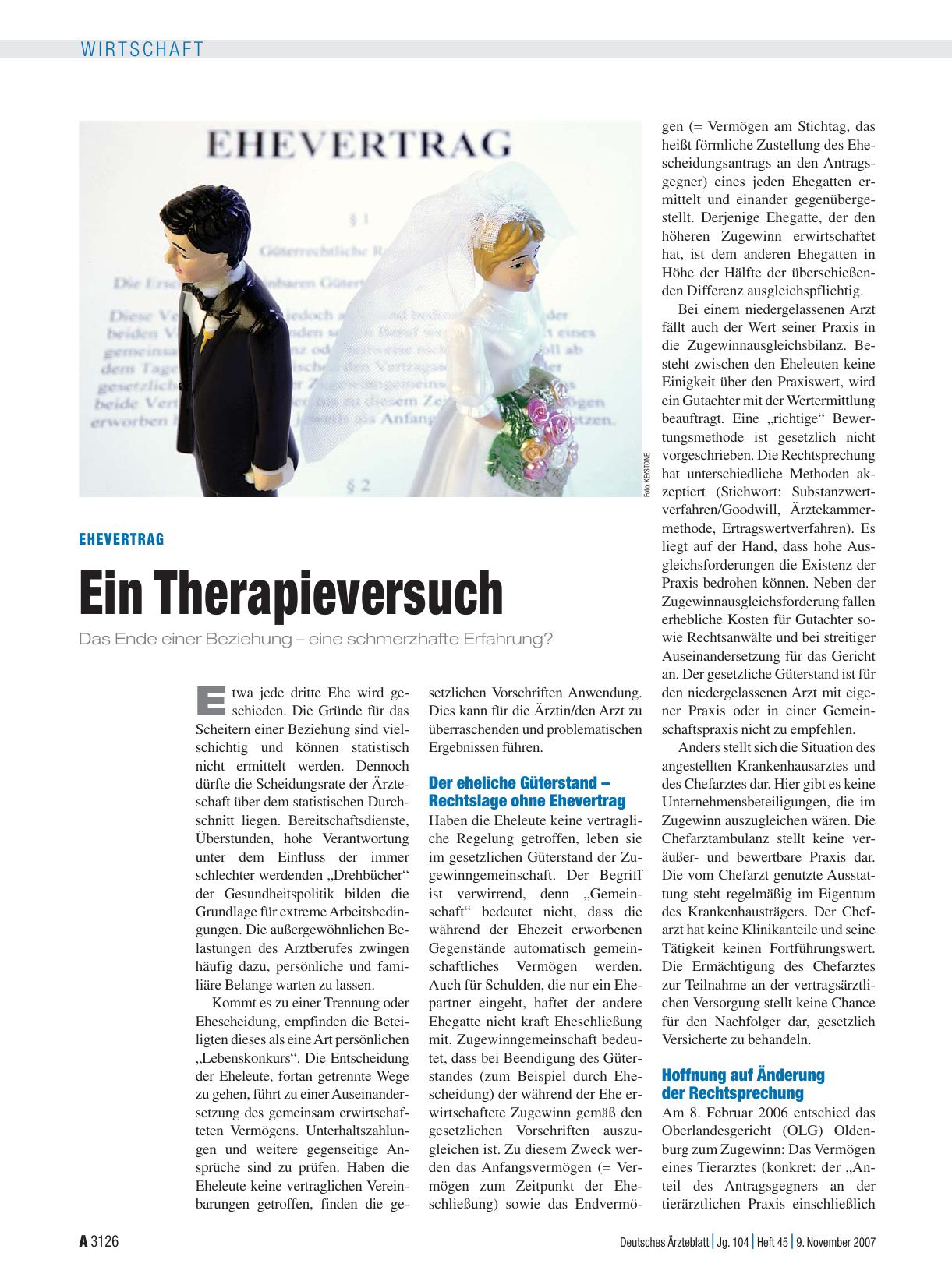 Vorschauseite 1: Ehevertrag: Ein Therapieversuch