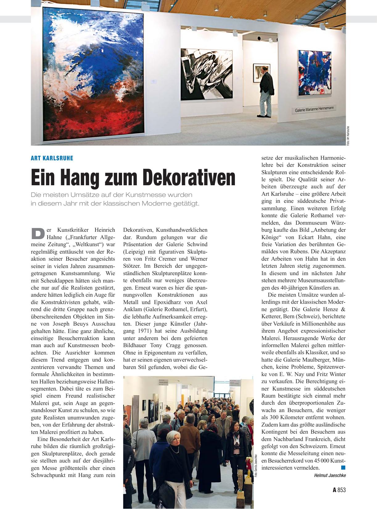 Vorschauseite 1: Art Karlsruhe: Ein Hang zum Dekorativen