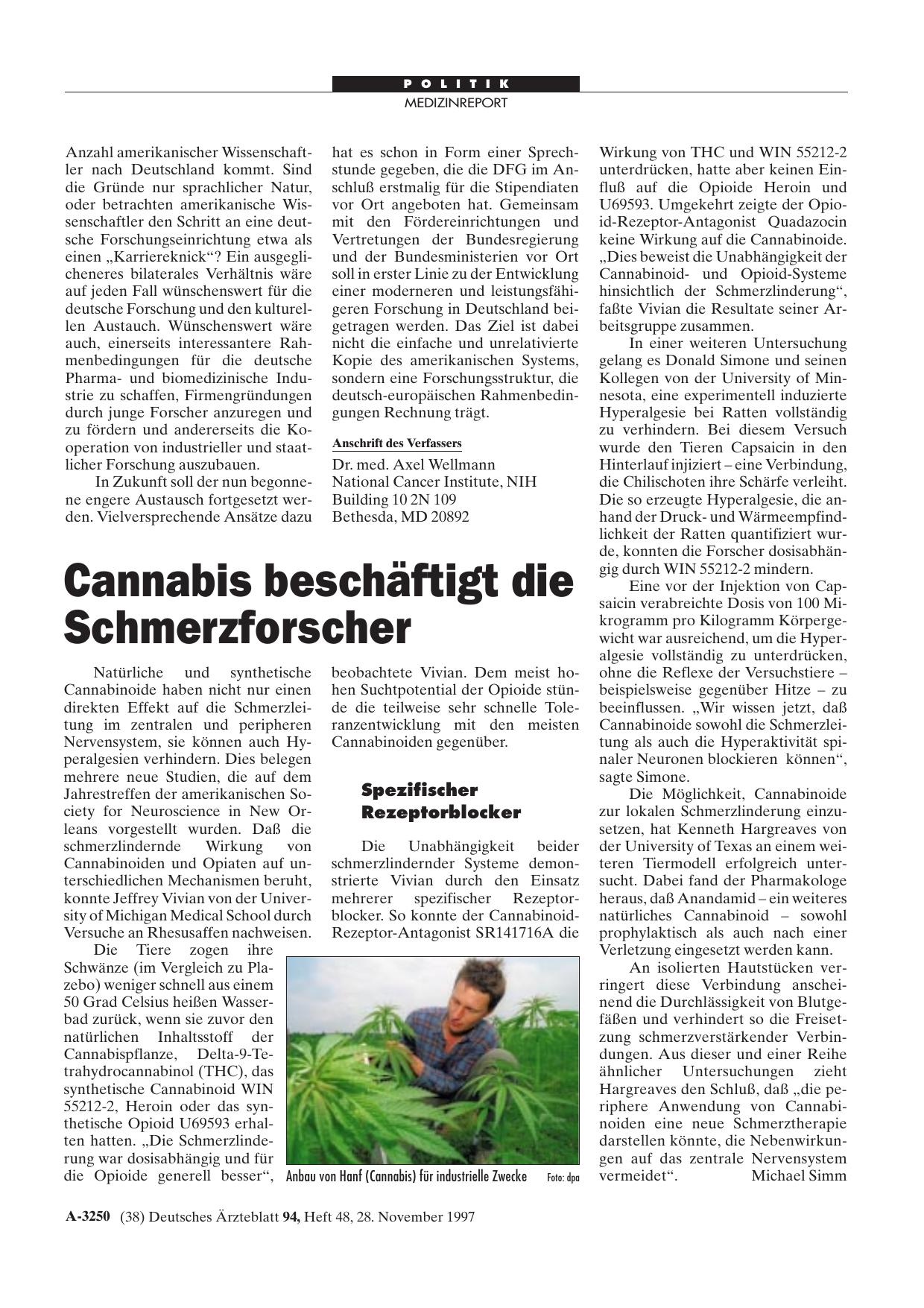 Vorschauseite 1: Cannabis beschäftigt die Schmerzforscher