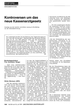 Vorschauseite 1: Kontroversen um das neue Kassenarztgesetz
