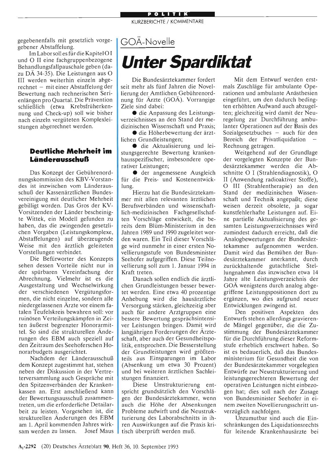 Vorschauseite 1: GOÄ-Novelle: Unter Spardiktat