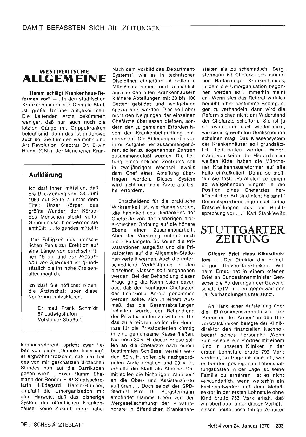 Vorschauseite 1: „Hamm schlägt Krankenhaus-Reformen vor"