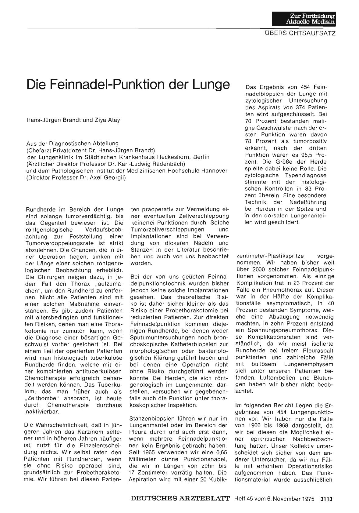 Vorschauseite 1: Die Feinnadel-Punktion der Lunge