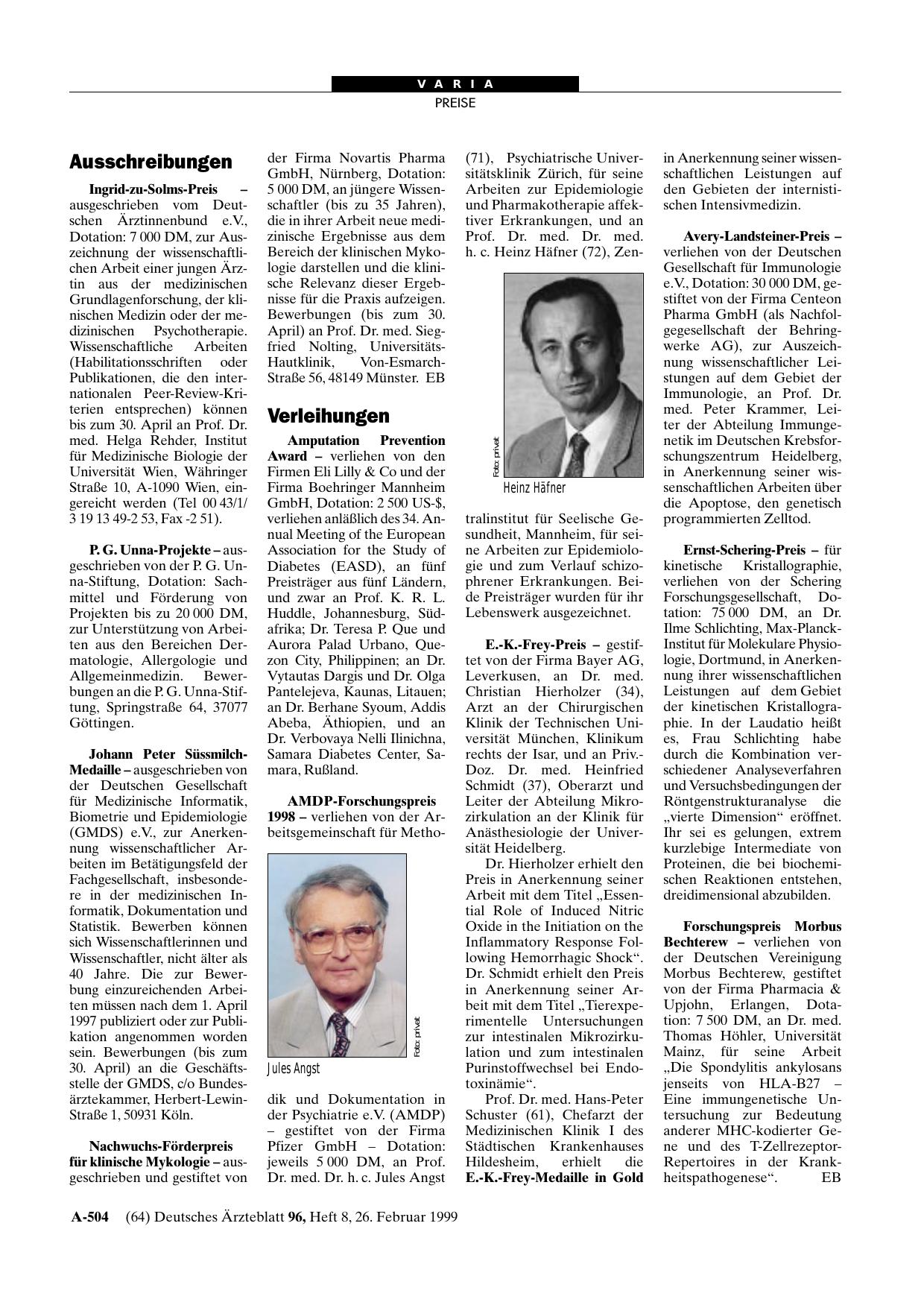 Vorschauseite 1: Verleihungen