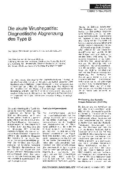 Vorschauseite 1: Die akute Virushepatitis: Diagnostische Abgrenzung des Typs B