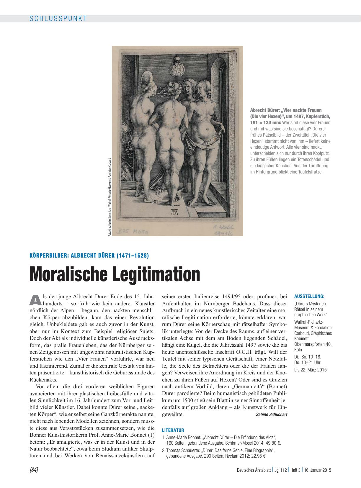 Vorschauseite 1: Körperbilder – Albrecht Dürer (1471 – 1528): Moralische Legitimation