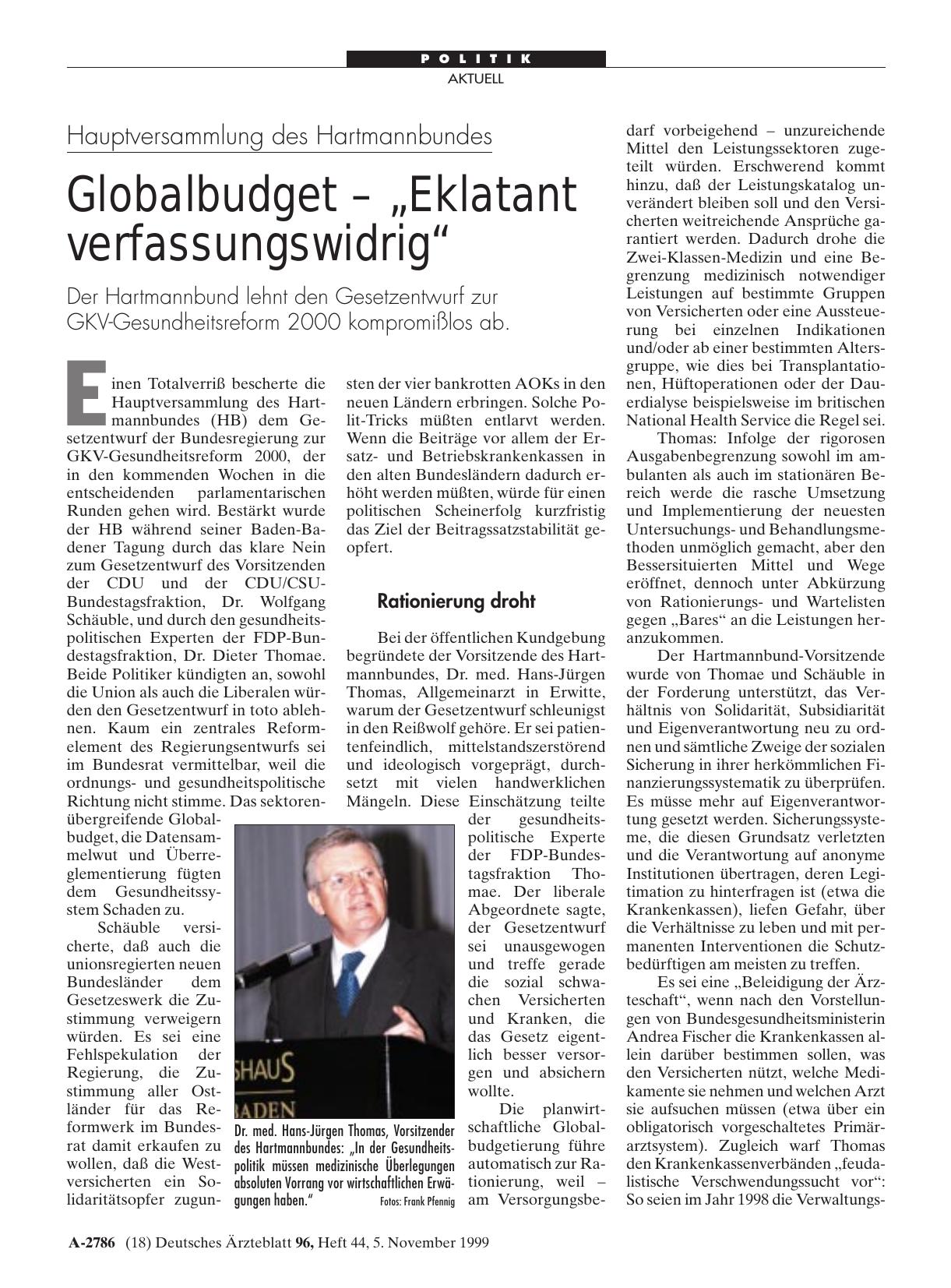 Vorschauseite 1: Hauptversammlung des Hartmannbundes: Globalbudget - „Eklatant verfassungswidrig“